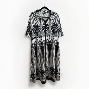 Shannon Passero Sofia Dress Womens Sz L Black White Tropical Coastal Resort Wear